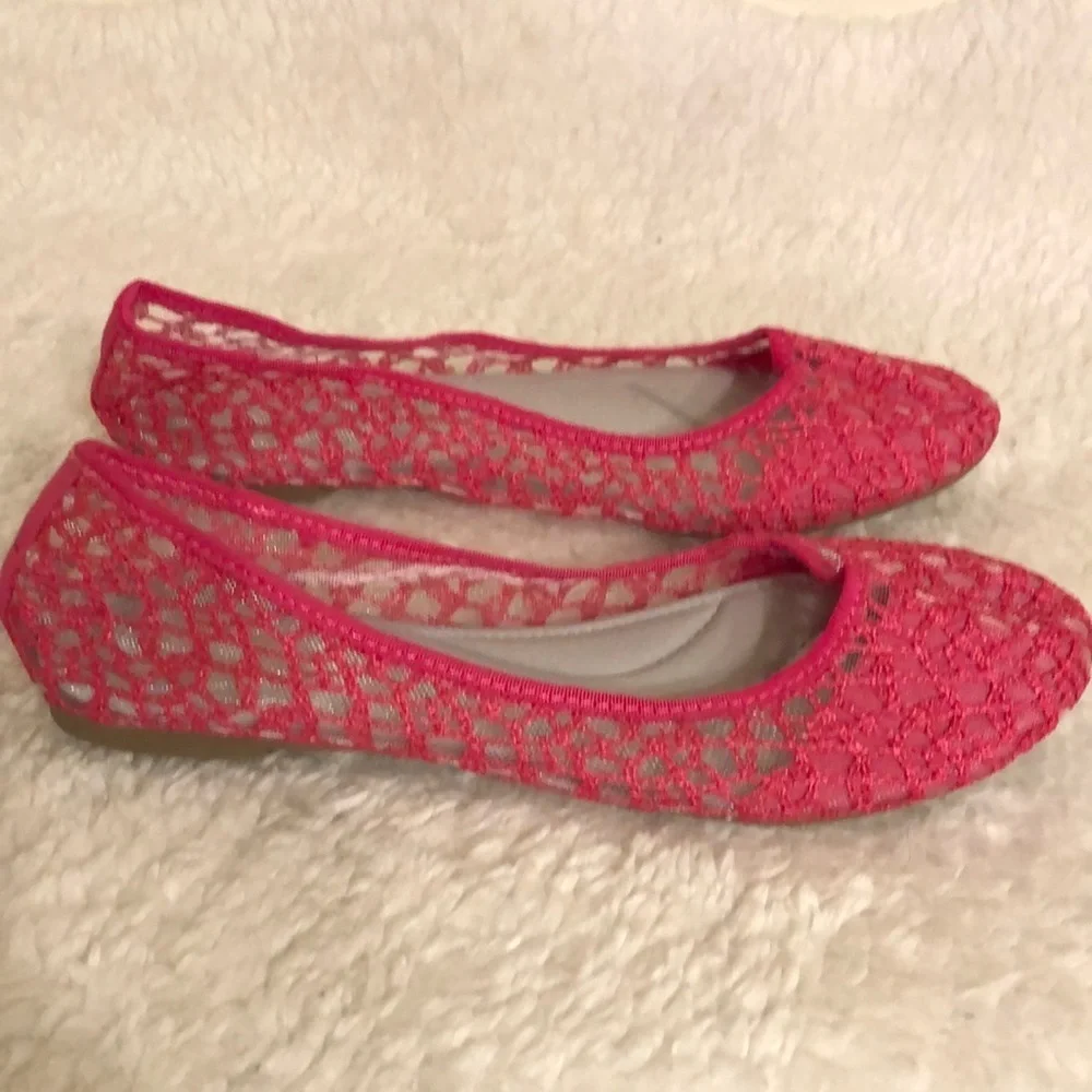 Women’s Flat Shoes Pink Lace casual flats Shoes Summer shoes Size 9 - Picture 5 of 8